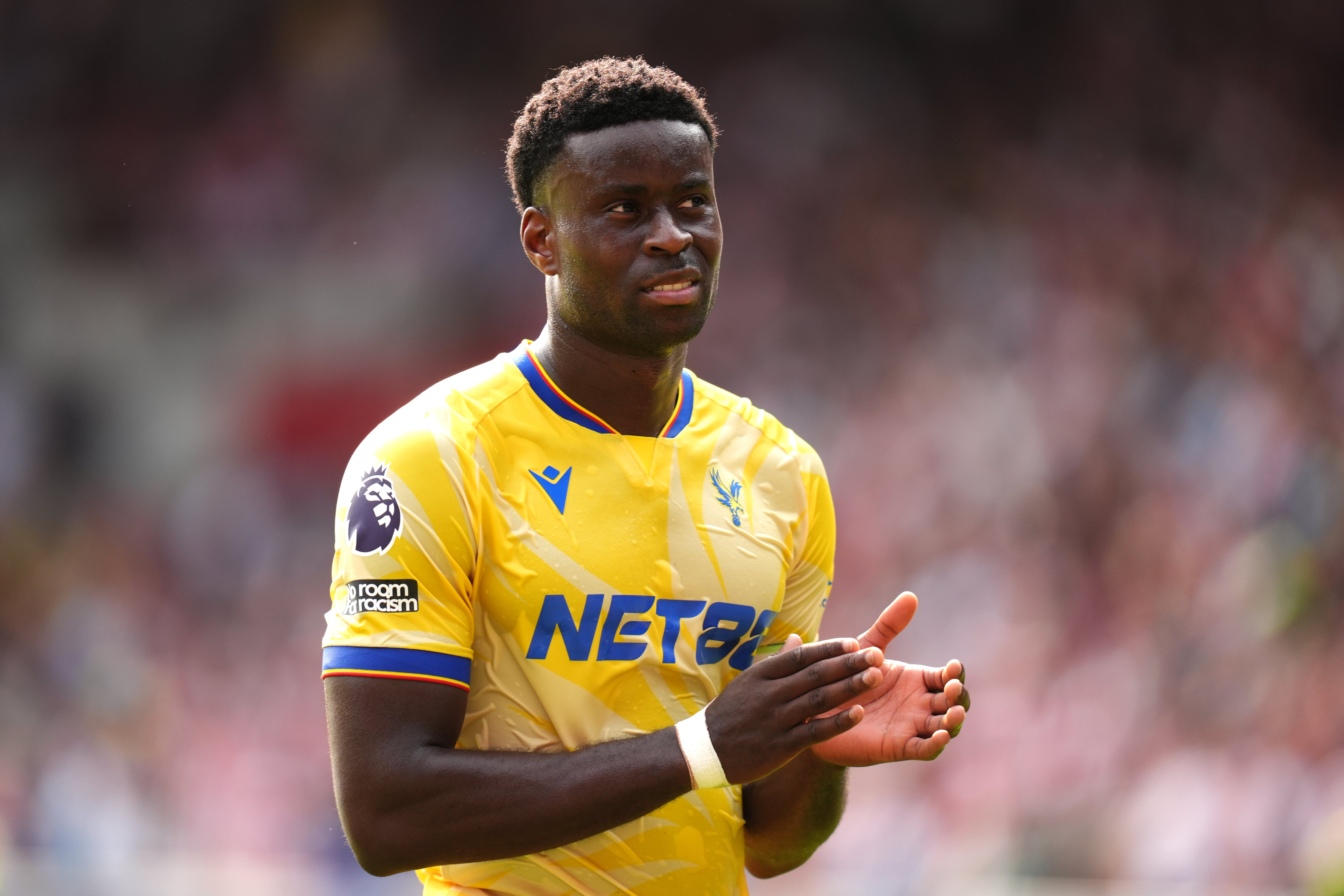 Marc Guehi là đội trưởng của Crystal Palace trong trận mở màn Premier League của mùa giải bất chấp những đồn đoán về tương lai của anh (John Walton/PA)