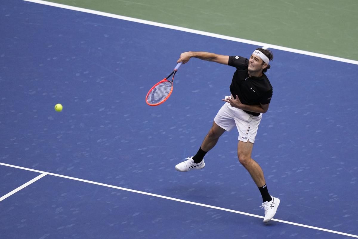 Full of promise: “Fritz (in pic) is volleying the traditional volley better than ever and his swinging volley is good,” said ESPN’s John McEnroe, an elite serve-volleyer 40 years ago. Full of promise: “Fritz (in pic) is volleying the traditional volley better than ever and his swinging volley is good,” said ESPN’s John McEnroe, an elite serve-volleyer 40 years ago.