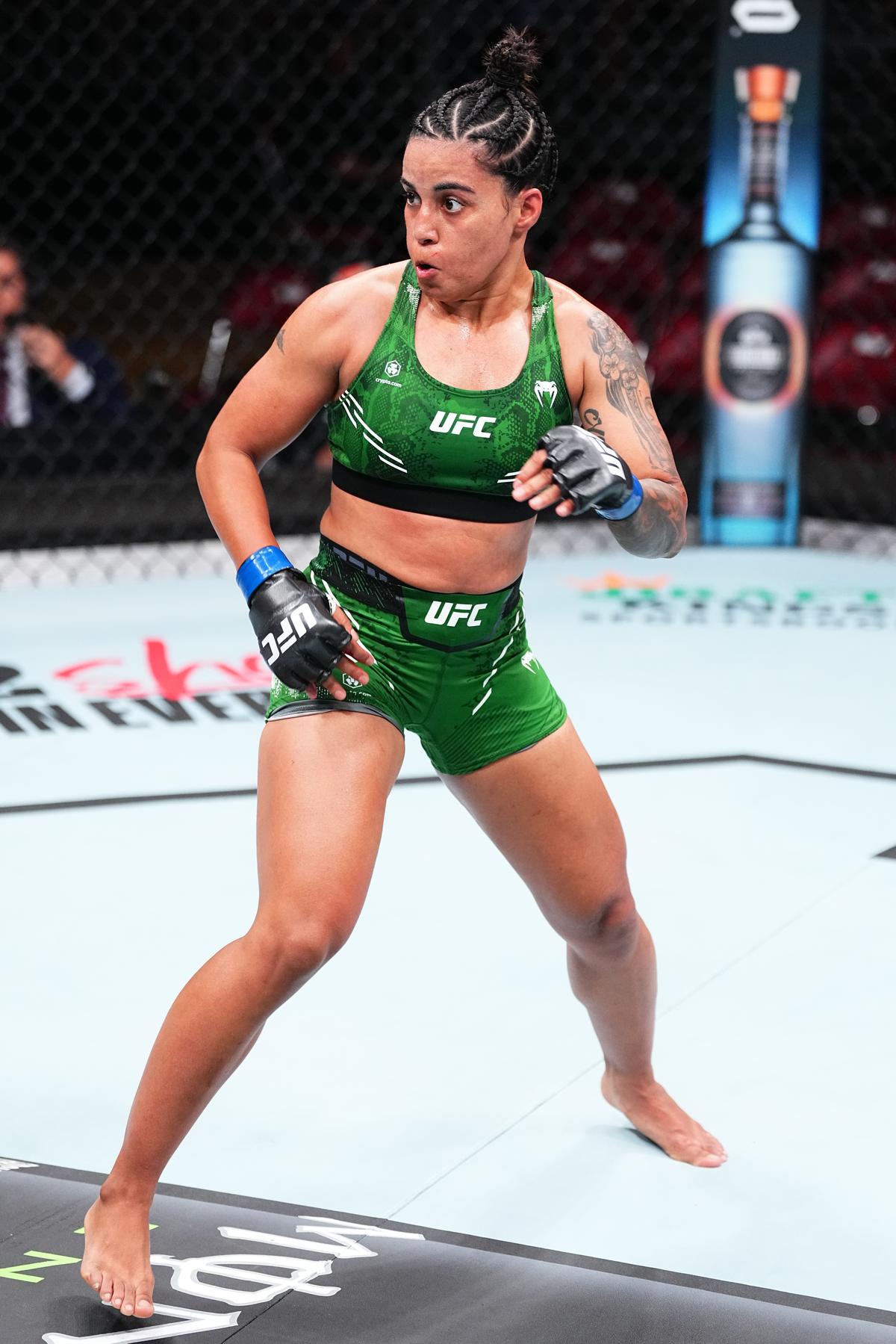 Power packed: Puja’s powerful jabs and strong ground-and-pound technique will help mitigate her reach disadvantage, giving her an excellent opportunity to register consecutive wins in the UFC. Power packed: Puja’s powerful jabs and strong ground-and-pound technique will help mitigate her reach disadvantage, giving her an excellent opportunity to register consecutive wins in the UFC.