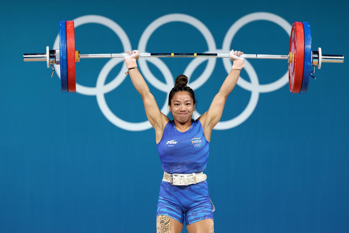 Small margins: Mirabai Chanu finished an agonising fourth in the women’s 49kg event in Paris. The Tokyo 2020 silver medallist ended her attempts just one kilogram short of bronze medallist Surodchana Khambao of Thailand. Small margins: Mirabai Chanu finished an agonising fourth in the women’s 49kg event in Paris. The Tokyo 2020 silver medallist ended her attempts just one kilogram short of bronze medallist Surodchana Khambao of Thailand.