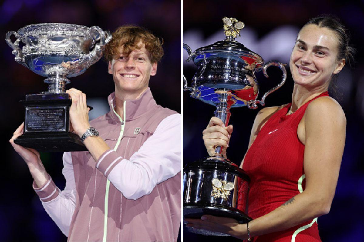 Jannik Sinner của Ý (trái) và Aryna Sabalenka của Belarus (phải) đã giành chức vô địch đơn tại Giải Úc mở rộng ở Melbourne năm nay. Jannik Sinner của Ý (trái) và Aryna Sabalenka của Belarus (phải) đã giành chức vô địch đơn tại Giải Úc mở rộng ở Melbourne năm nay.