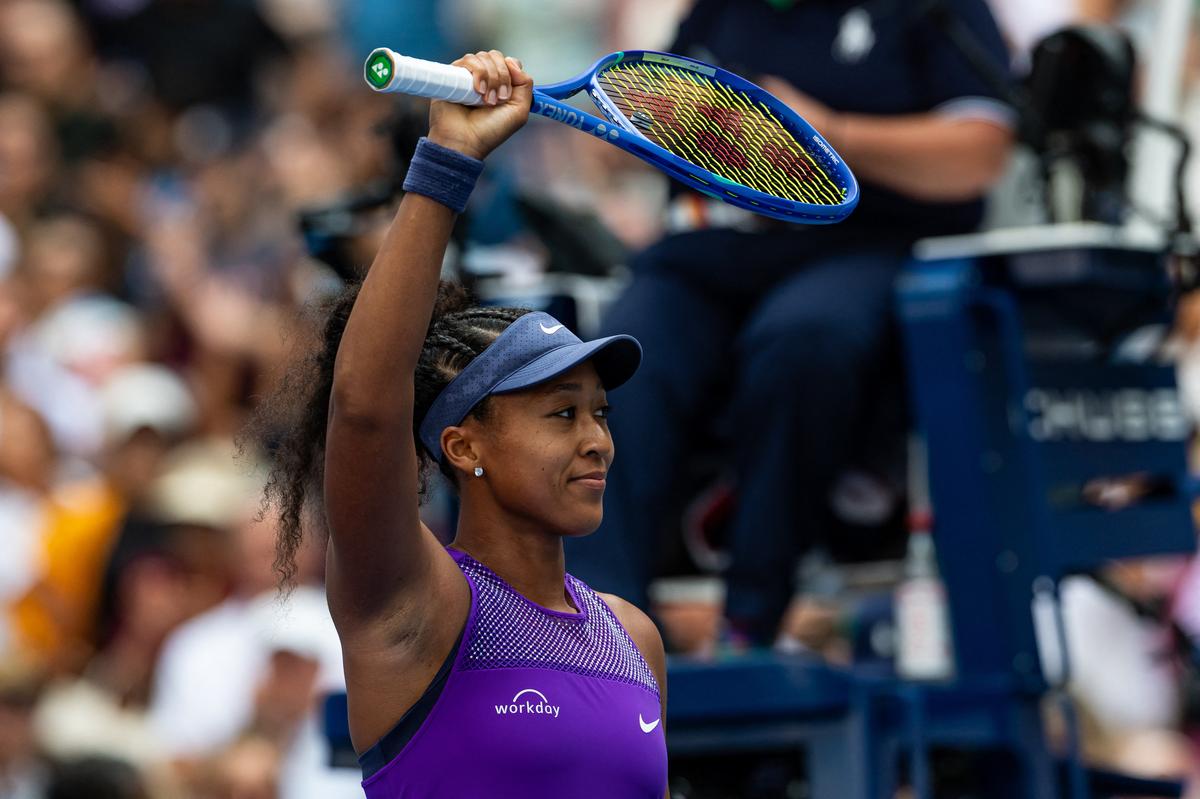 Japan’s Naomi Osaka celebrates her victory over USA’s Coco Gauff in the fourth round.