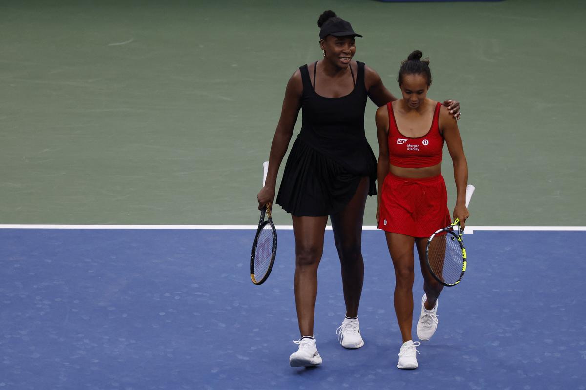 Venus Williams (left) and Leylah Fernandez (right) reached the women’s doubles quarterfinals before losing to top seeds Katerina Siniakova and Taylor Townsend.